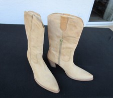 Damen Westernstiefel Cowboy Boots Gr. 39, Echtleder hellbeige, bequem *NEU*