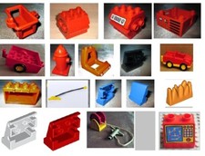 Lego Duplo Feuerwehr Schlauch Hydrant Container Auto Anhänger Computer Feuer