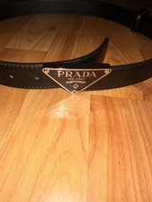 Prada Gürtel,Dreiecks Schnalle 95 Cm Lang Schwarz Silber