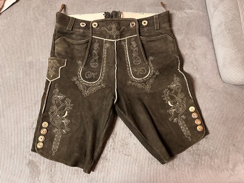 Bestickte braune lederhose - lederhose,
