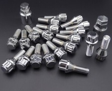 20x Felgenschlösser Radsicherung M12x1,5 26,0 Kegel Chrom  für BMW Renault Dacia