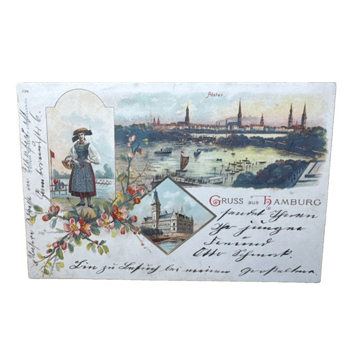 Postkarte hamburg alster - postkarte,
