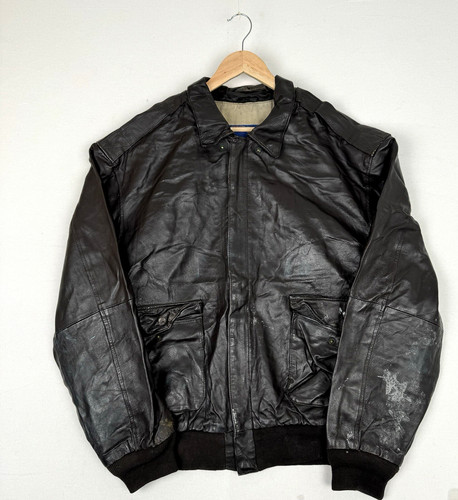 Vintage leder fliegerjacke - leder,