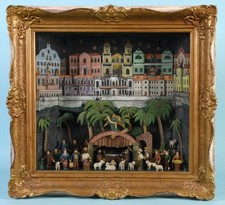 Kastenkrippe Spieluhr Erzgebirge 30 Krulicher Krippefiguren Schaukasten Holz