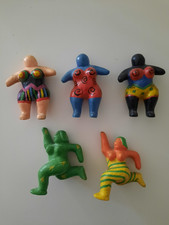 5x Vintage Magnet Figur Dicke Frau Nana Niki de Saint Phalle Pappmache Bunt