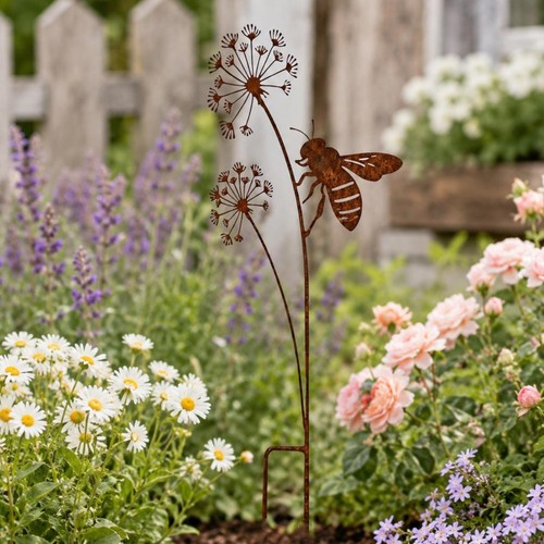 Biene gartenstecker rostoptik - biene,