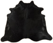 KUHFELL STIERFELL SCHWARZ GEFÄRBT ca. 220 x 200 cm RINDER FELL TEPPICH