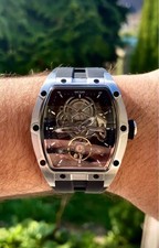 Gorgeous racing Automatic Mechanical Watch  Skeleton Dial Sport watch men gift