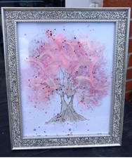 Blütenbaum rosa Federn Geschenk für sie BILD & RAHMEN WAND FLÜSSIGE KUNST 8X10"