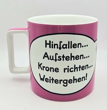 Lustige Kaffeetasse Pink mit Spruch Krone Cartoonfigur Geschenkidee NEU & OVP