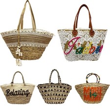 XXL Sommer Stroh Strandtasche