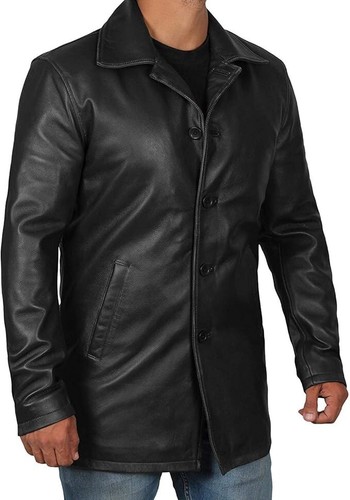 Herren schwarz ledermantel - herren,