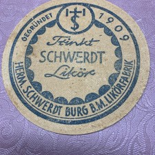 DDR oder VK Bierdeckel Schwerdt  Likör, Burg, bei Magdeburg