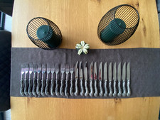 Essbesteck Firma Wilkens 24 teilig Edelstahl/Zinn Gabel/Steakmesser silber Retro