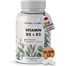 Vitamin D3 K2 20000 IE + 200mcg - 210 Kapseln - 100% rein, geprüft, zertifiziert