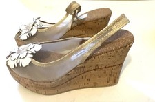 Tüll Keilabsatzschuhe beige -