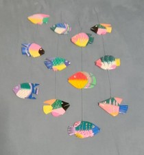 Fischmobile, Maritim, 12 Fische, bunt, Holz, Deko, 4x3 Stück