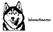Aufkleber - Hund - Husky + Wunschname - Auto - Anhänger