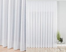 Gardine Halbtransparent Grobe Struktur Weiß 3-Faltenband 1:2,5 NACH MAß