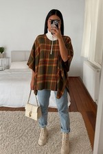 Karierter Poncho Mit