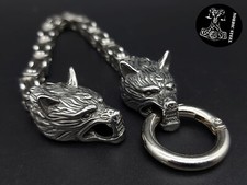 Armband Wolfsköpfe Wolf Königskette Edelstahl Stainless Steel Viking Wikinger