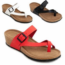 Damenschuhe Flip-Flops Hausschuhe Fußbett Keilabsätze Sandalen Toocool W2160