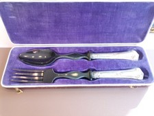 Antikes Salatbesteck aus Horn