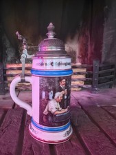 Rast Bierkrug mit Zinndeckel