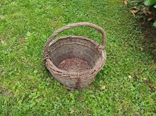 Vintage Weidenkorb Einkaufskorb mit Henkel geflochten groß braun ohne Stoff