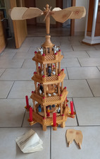 4-stöckige Holz Design Weihnachtspyramide - 56 cm - Vintage-Stil