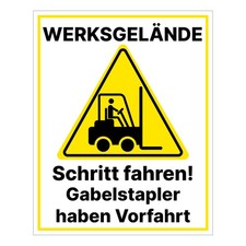 Werksgelände Schild Schritt