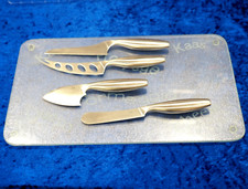 AMC Käse Messer Käsemesser Set 5-teilig Edelstahl + Glasplatte