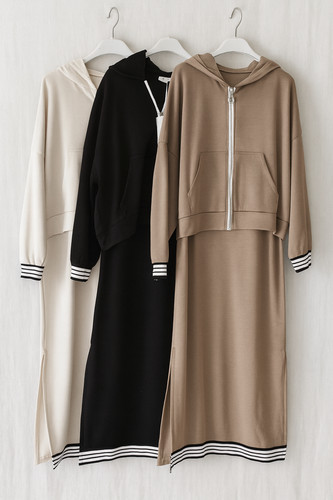 Damen set teiler kleid - 2-teiler, mit