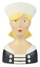 Ladykopf Dekokopf Dekobüste Dame als Matrosin mit weißem Matrosenhut 