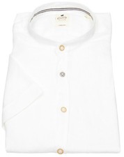 Pure Kurzarmhemd Slim Fit Stehkragen Leinen weiß - ohne OVP