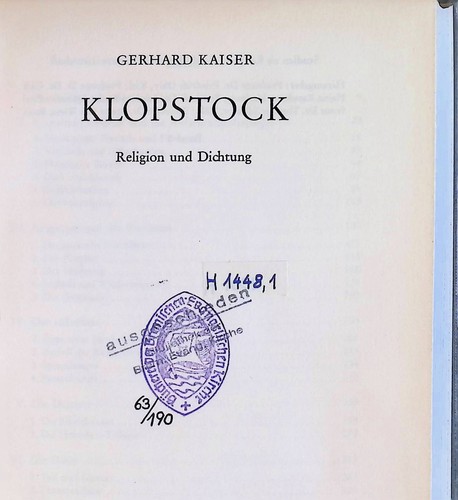 Klopstock religion u - :,