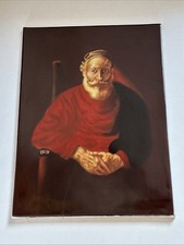 Rembrandt Porzellan Bild Bildplatte alter Mann in rot