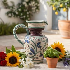 ? Talavera Manises Keramik Krug Vase 21cm Handarbeit Spanien Vintage ?