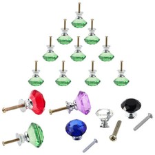 10x Kristall Möbelknöpfe