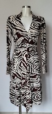 Diane von Fürstenberg Kleid Wickelkleid Braun Beige Seide Gr.36