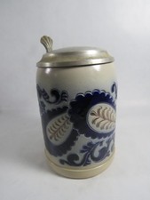 0,5 Liter Krug Bierkrug mit Zinndeckel Salzglasur 428/26 Germany