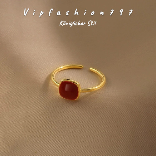 Damen ring vergoldet rot stein - ring,