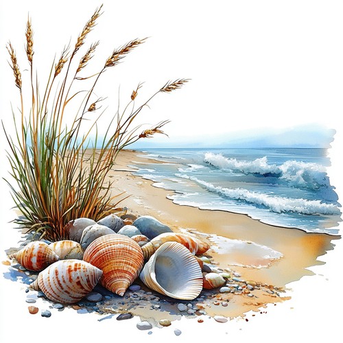 Wandbild strand muscheln meer - muscheln,