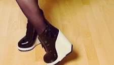 Marc Jacobs Keilabsatz Boots,lackoptik,Reißverschluss ,schwarz/weiss