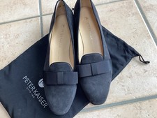 Damenschuh Größe 6 -flacher Pumps dunkelgrau / schwarz Peter Kaiser - Nubukleder