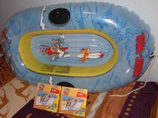Tom & Jerry Badeboot Luftmatratze weiß & gelb Set aufblasbar Inflatable Pool Toy