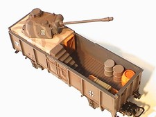 #287# Wehrmacht Panzerwagen Waggon Panzerzug DR mit Panther Turm Fässer Tarn