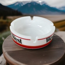 West Aschenbecher weiß Vintage Ø ca. 10,5 cm Werbeaschenbecher