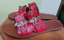 NEU - Pantoletten, Latschen, Sabot in rot mit Fledermausschnallen, Gr. 41