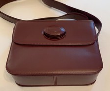 Must de Cartier Leder Schultertashe / Umhängetasche Turn-Lock Bordeaux Dunkelrot